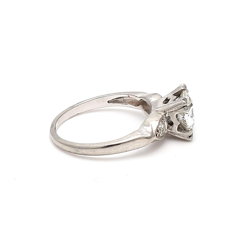 Women's 1.24 Carat Circular Brilliant Cut J-SI2 Diamond Platinum Engagement Ring For Sale