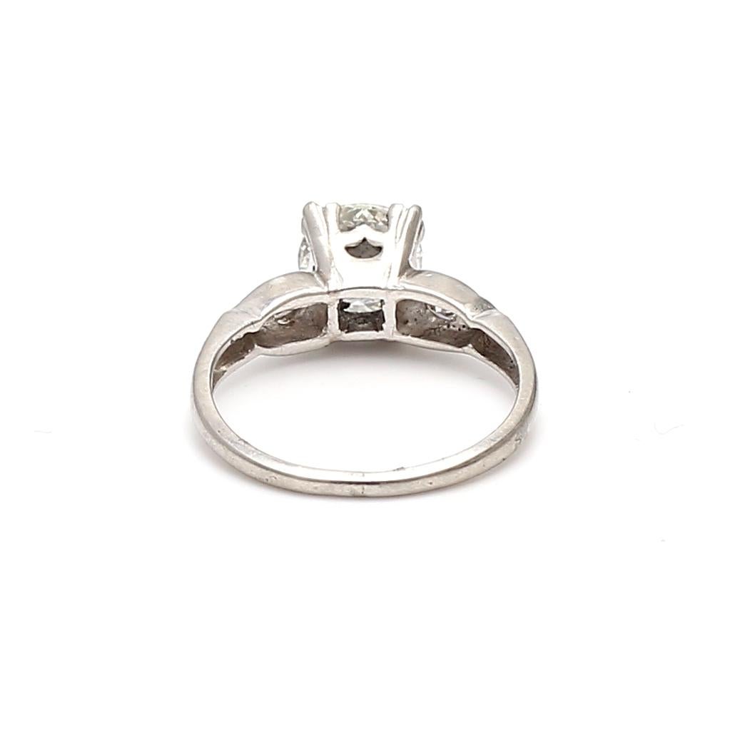 1.24 Carat Circular Brilliant Cut J-SI2 Diamond Platinum Engagement Ring For Sale 2