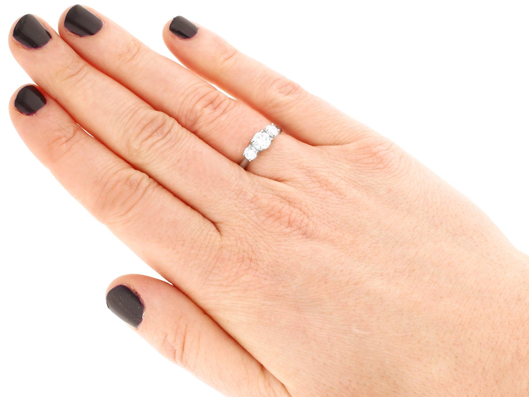 Women's 1.24 Carat Diamond and Platinum Three-Stone Engagement Ring For Sale