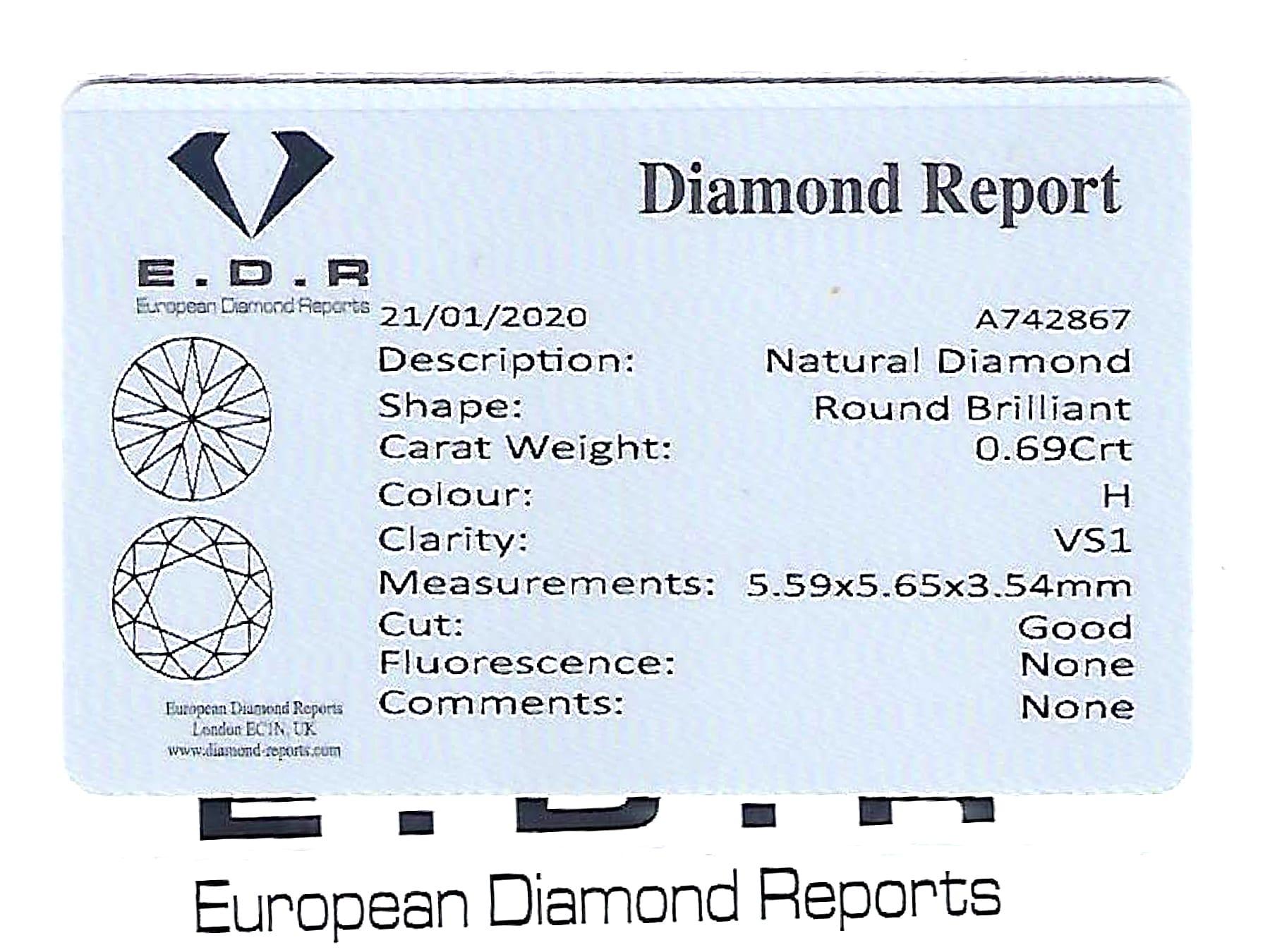 1.24 Carat Diamond and Platinum Three-Stone Engagement Ring For Sale 3
