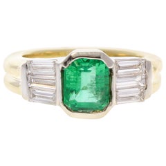 1.24 Carat Emerald and Diamond Ring in 18 Karat TT