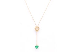 1.24 Carat Emerald Heart 18 Karat Yellow Gold Pendant Neacklace