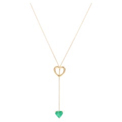 1.24 Carat Emerald Heart 18 Karat Yellow Gold Pendant Neacklace