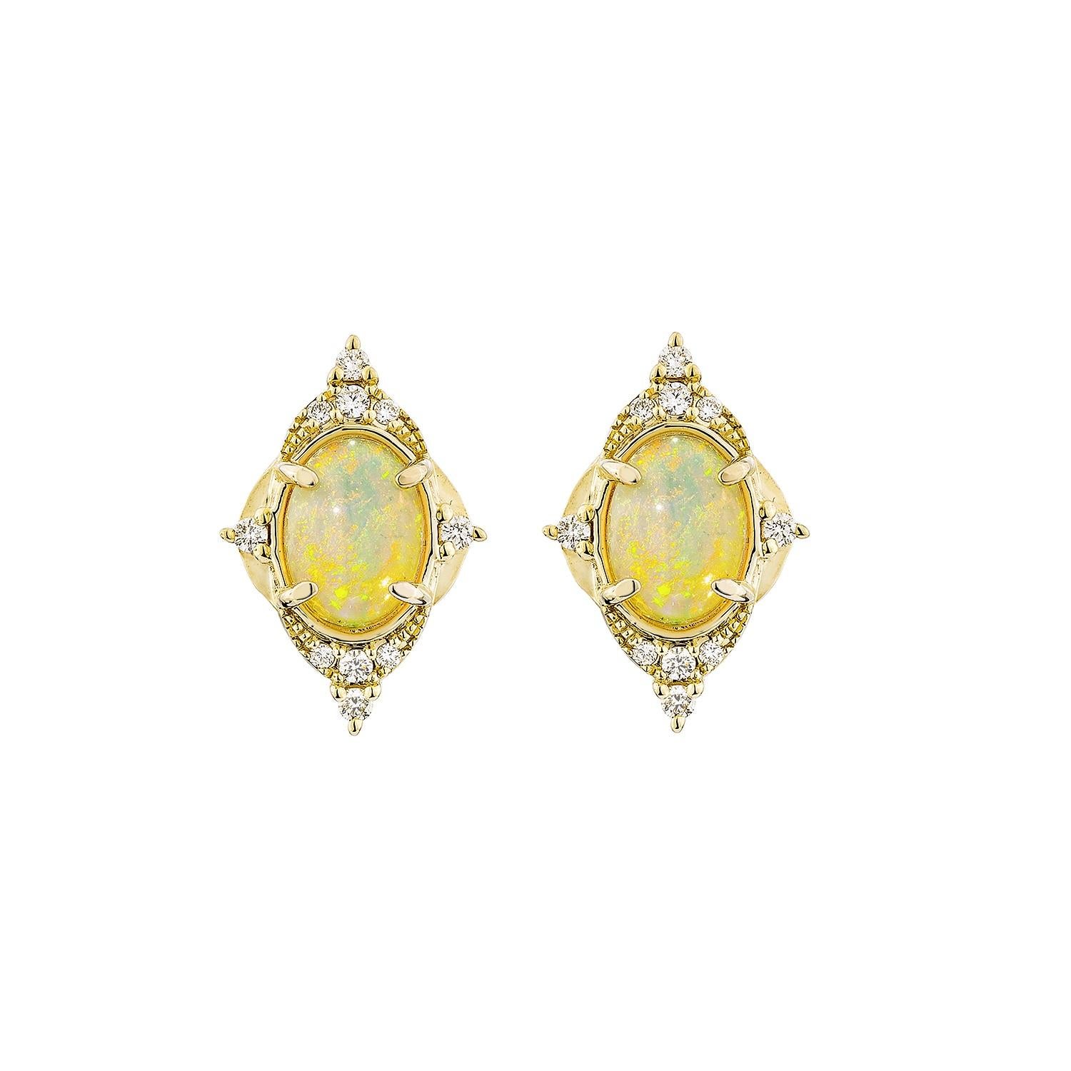 Modern Sunita Nahata 1.24 Carat Ethiopian stud Earrings in 18KRG with Diamond. For Sale