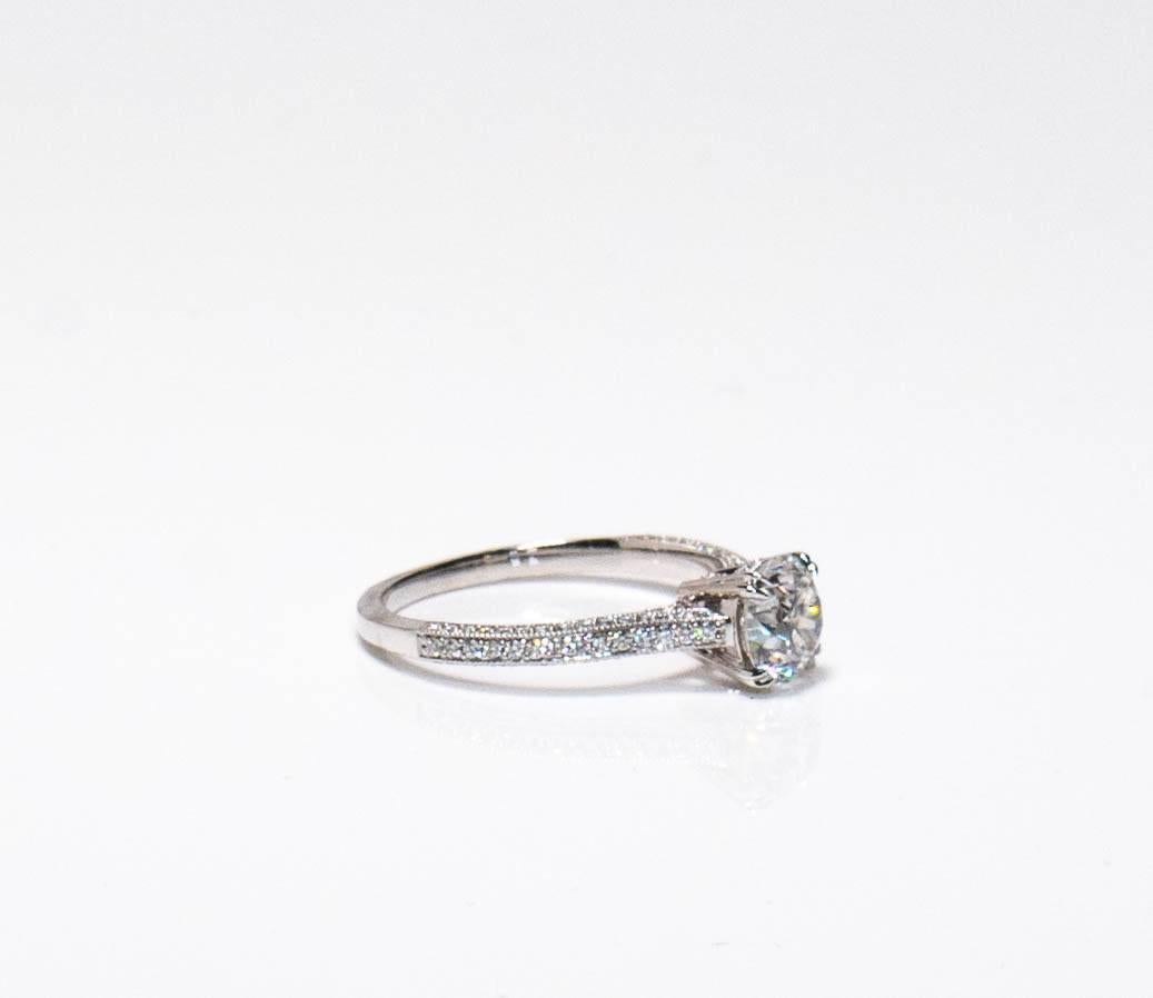 Contemporary 1.24 carat Old Euro cut Diamond Engagement Ring