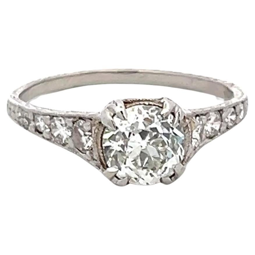 1.24 Carat Old European Cut H VS2 Diamond Platinum Engagement Ring