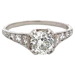 1.24 Carat Old European Cut H VS2 Diamond Platinum Engagement Ring