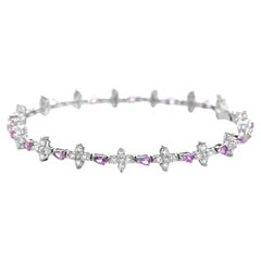1.24 Carat Padparadscha Sapphire and Diamond Tennis Bracelet Made in Platinum