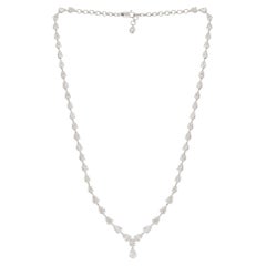 12.4 Carat Pear Cut Diamond Drop Necklace 14 Karat White Gold Handmade Jewelry