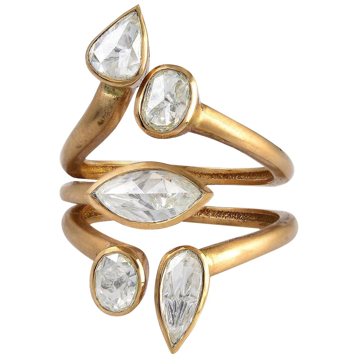 1.24 Karat Diamant im Rosenschliff Between the Finger Ring im Angebot