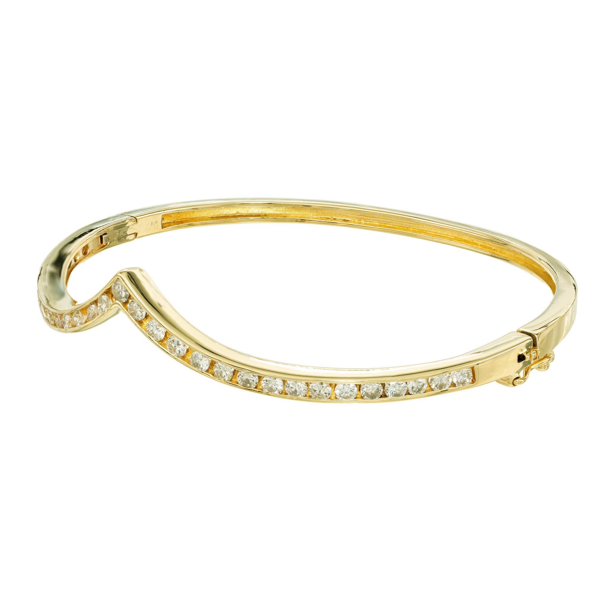 Taille ronde Bracelet en or jaune 14k avec diamant rond de 1,24 carat et taille brillante en vente
