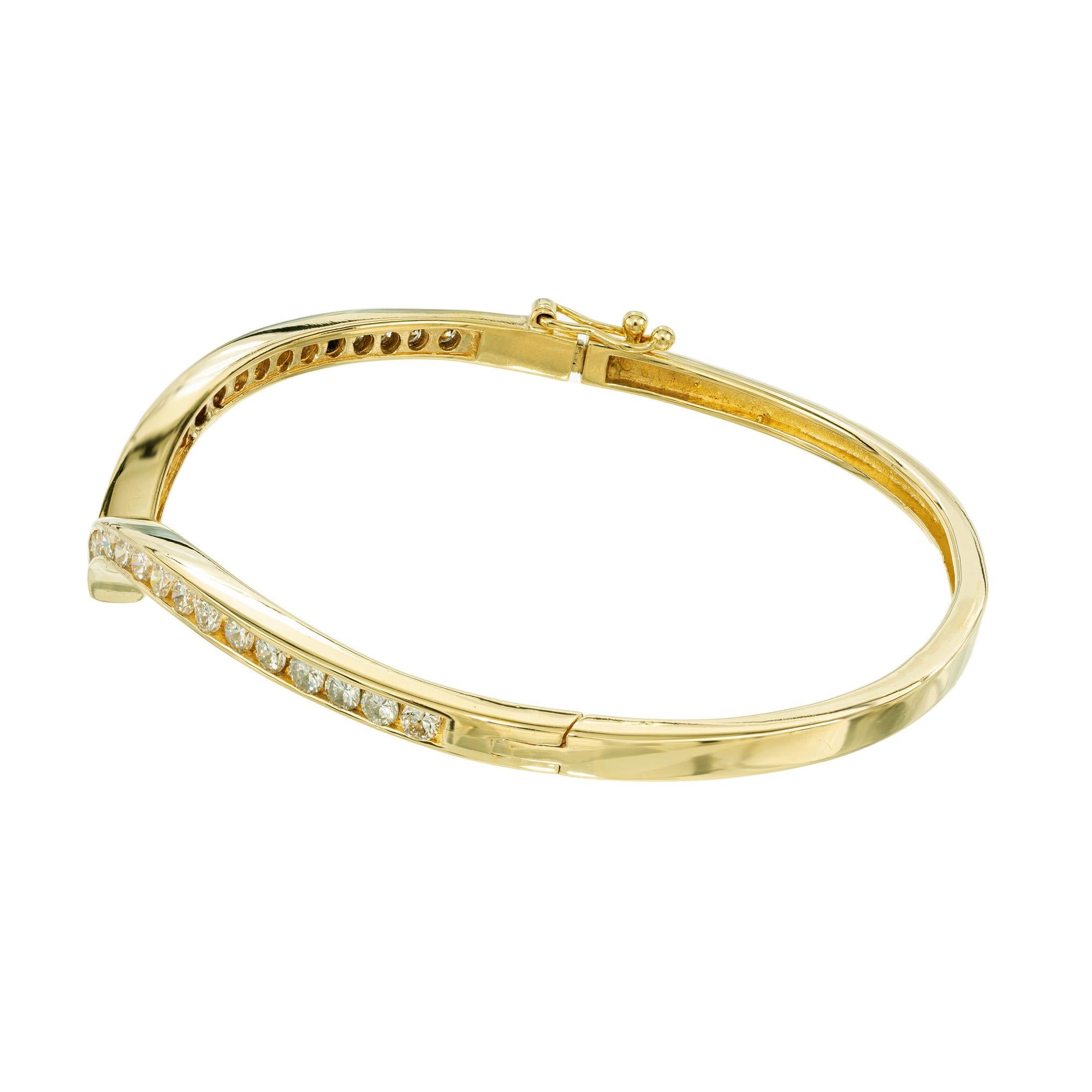 Bracelet en or jaune 14k avec diamant rond de 1,24 carat et taille brillante Bon état - En vente à Stamford, CT