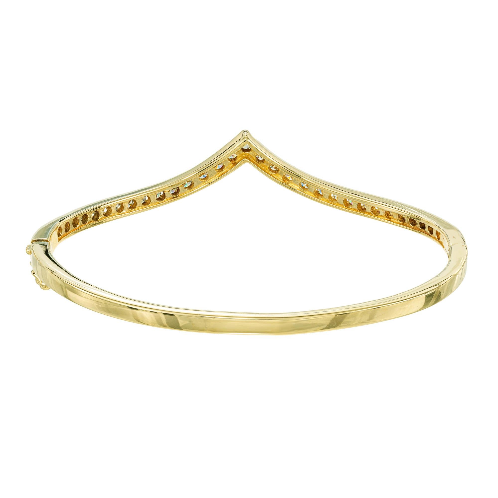 Bracelet en or jaune 14k avec diamant rond de 1,24 carat et taille brillante en vente 1