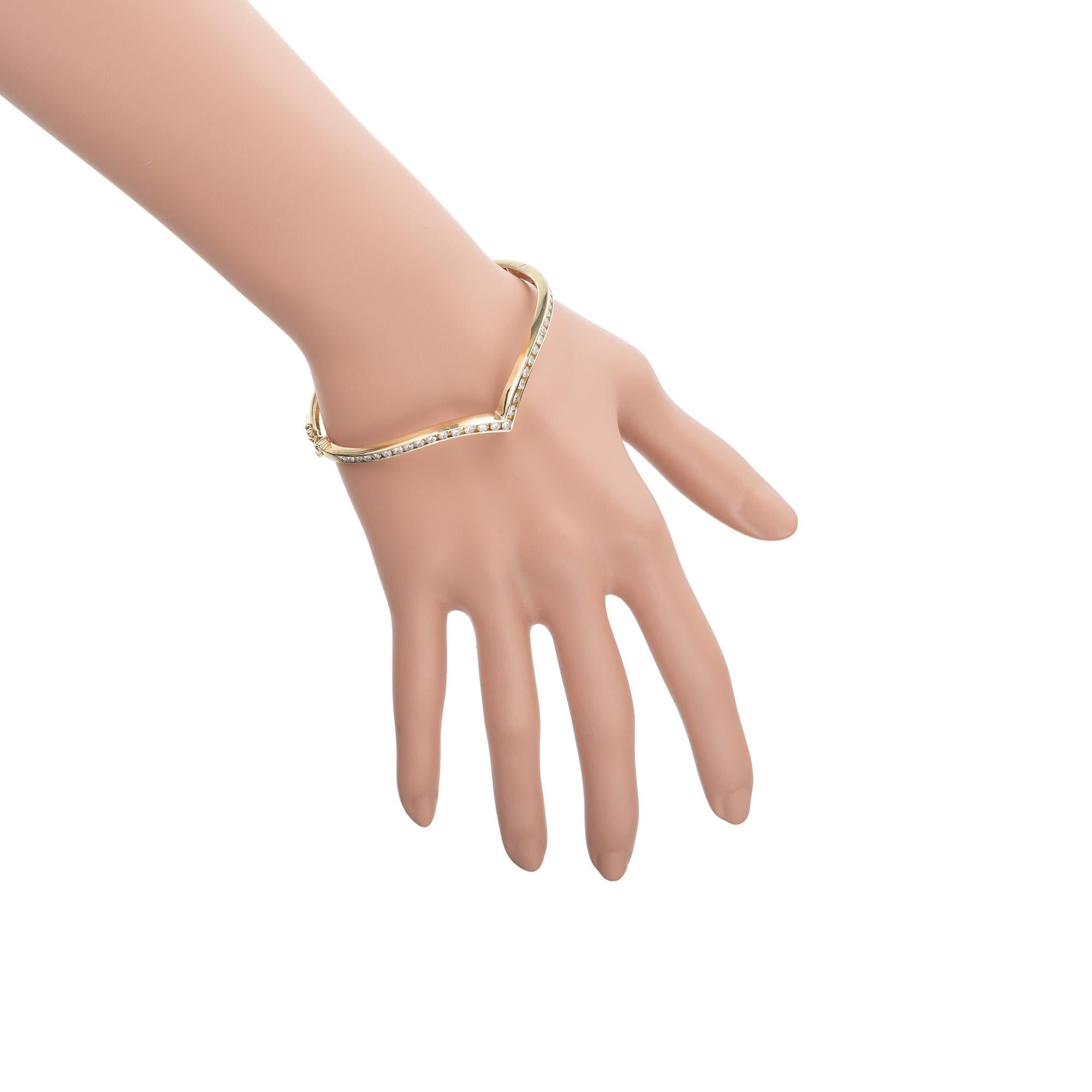 Bracelet en or jaune 14k avec diamant rond de 1,24 carat et taille brillante en vente 3