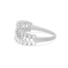1.24 Carat SI/H Pear Round Brilliant Cut Diamond Curve Ring 14 Karat White Gold