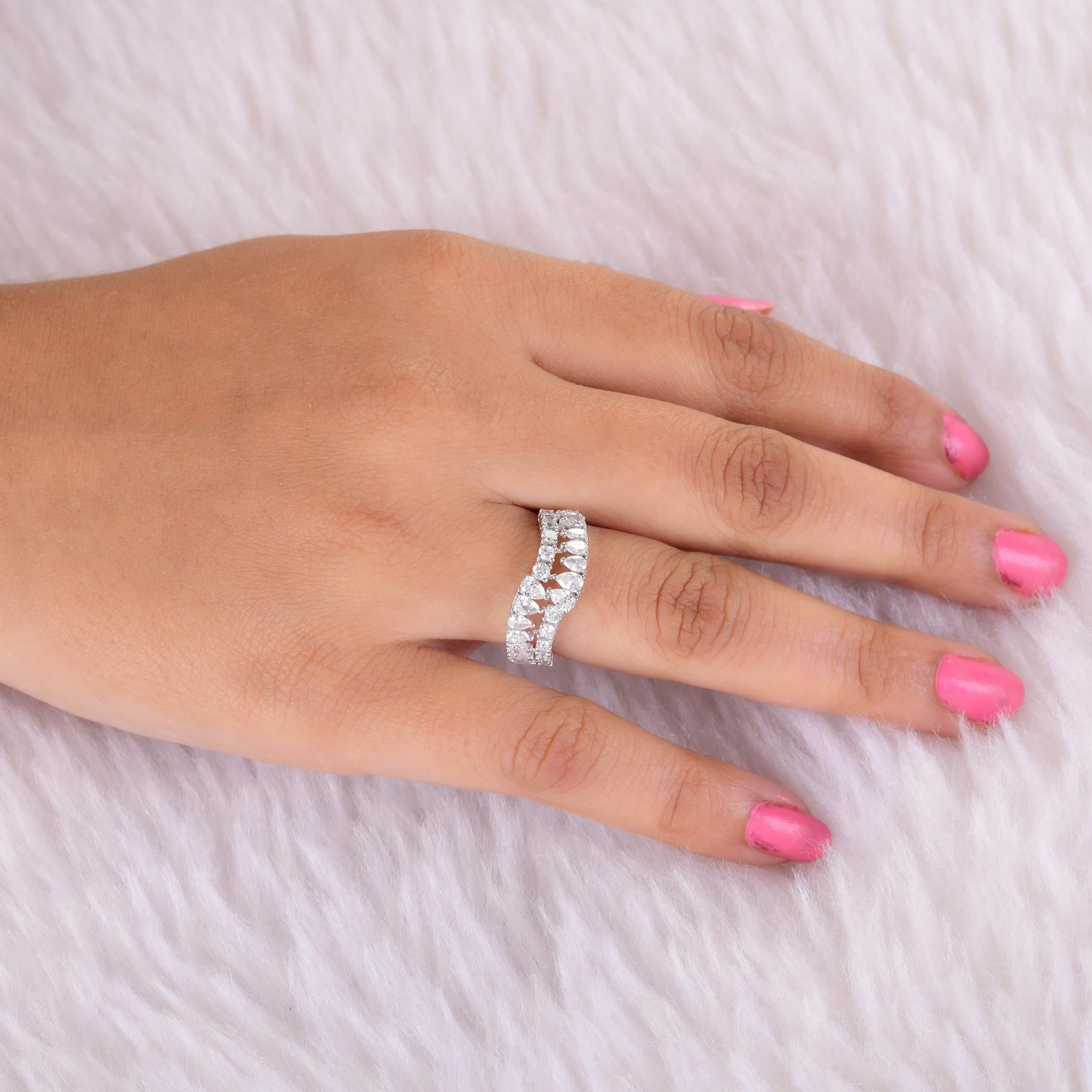 1,24 Quilates SI/H Pera Redonda Corte Brillante Anillo Curvo Diamante 18 Quilates Oro Blanco Moderno en venta