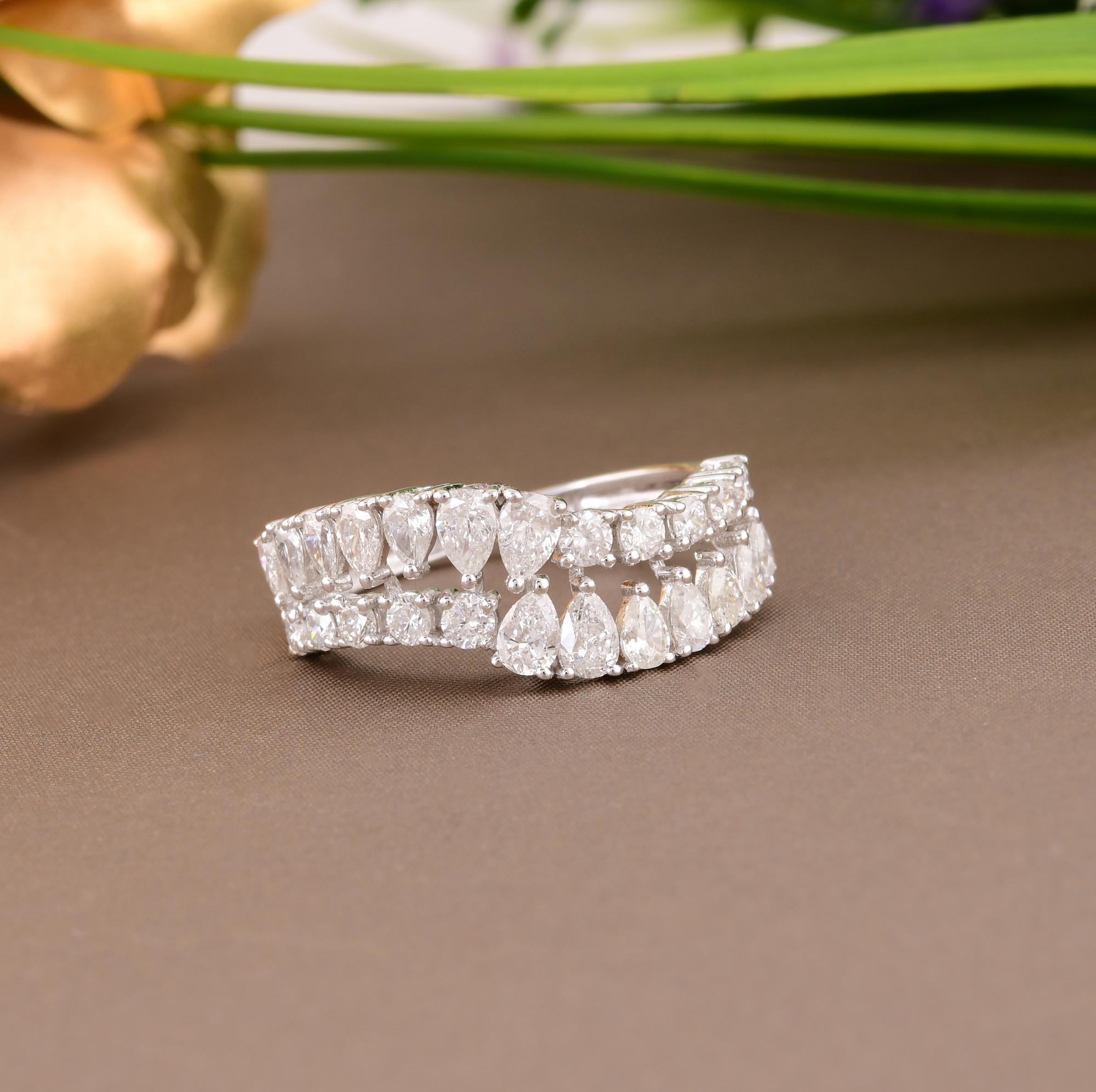 1,24 Quilates SI/H Pera Redonda Corte Brillante Anillo Curvo Diamante 18 Quilates Oro Blanco Corte pera en venta