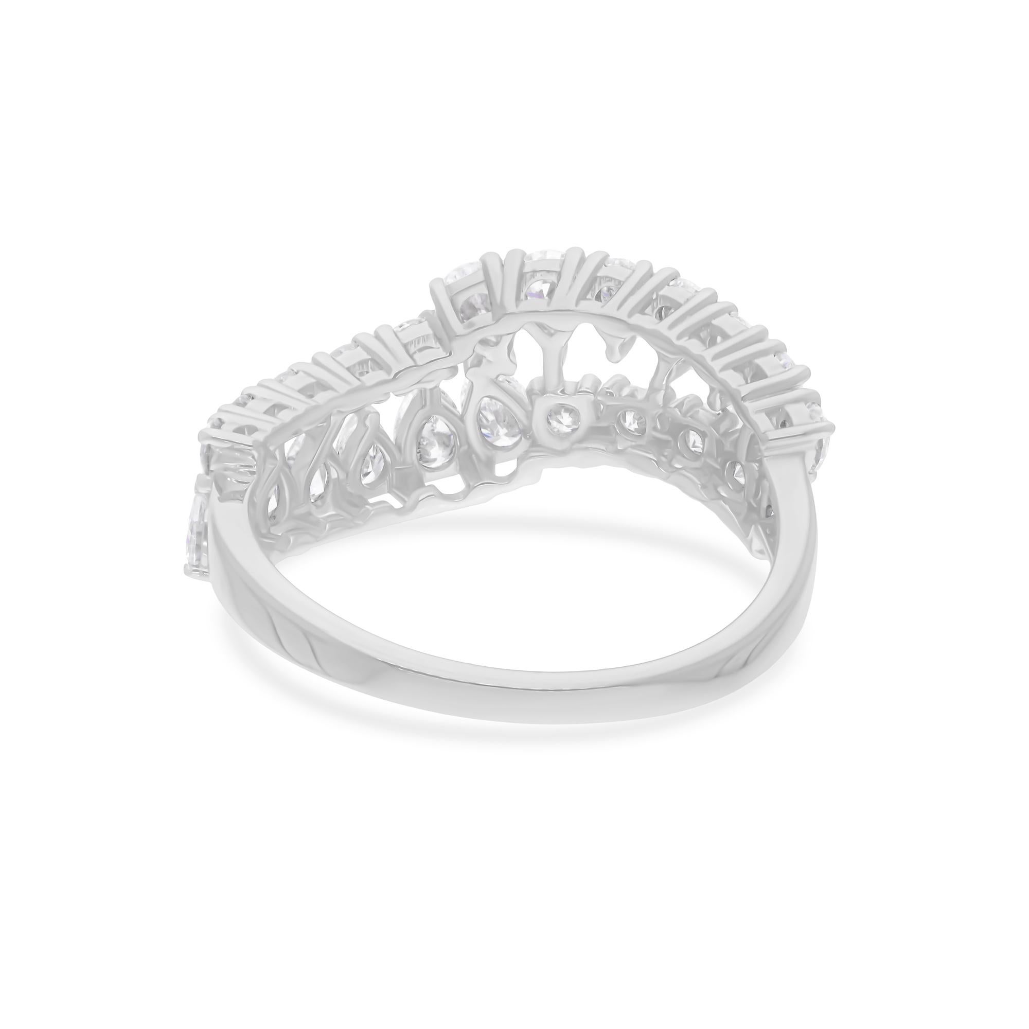 1,24 Quilates SI/H Pera Redonda Corte Brillante Anillo Curvo Diamante 18 Quilates Oro Blanco en Nuevo estado para la venta en Diera, Dubai