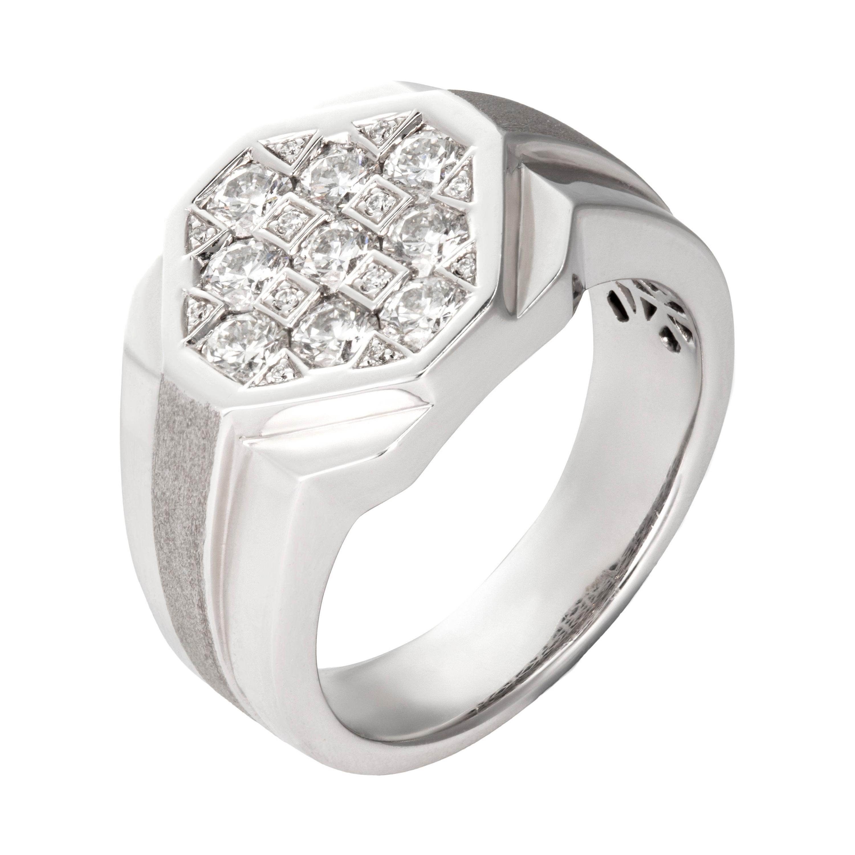 Diamond White Gold Gentlemans Cluster Ring For Sale at 1stDibs women