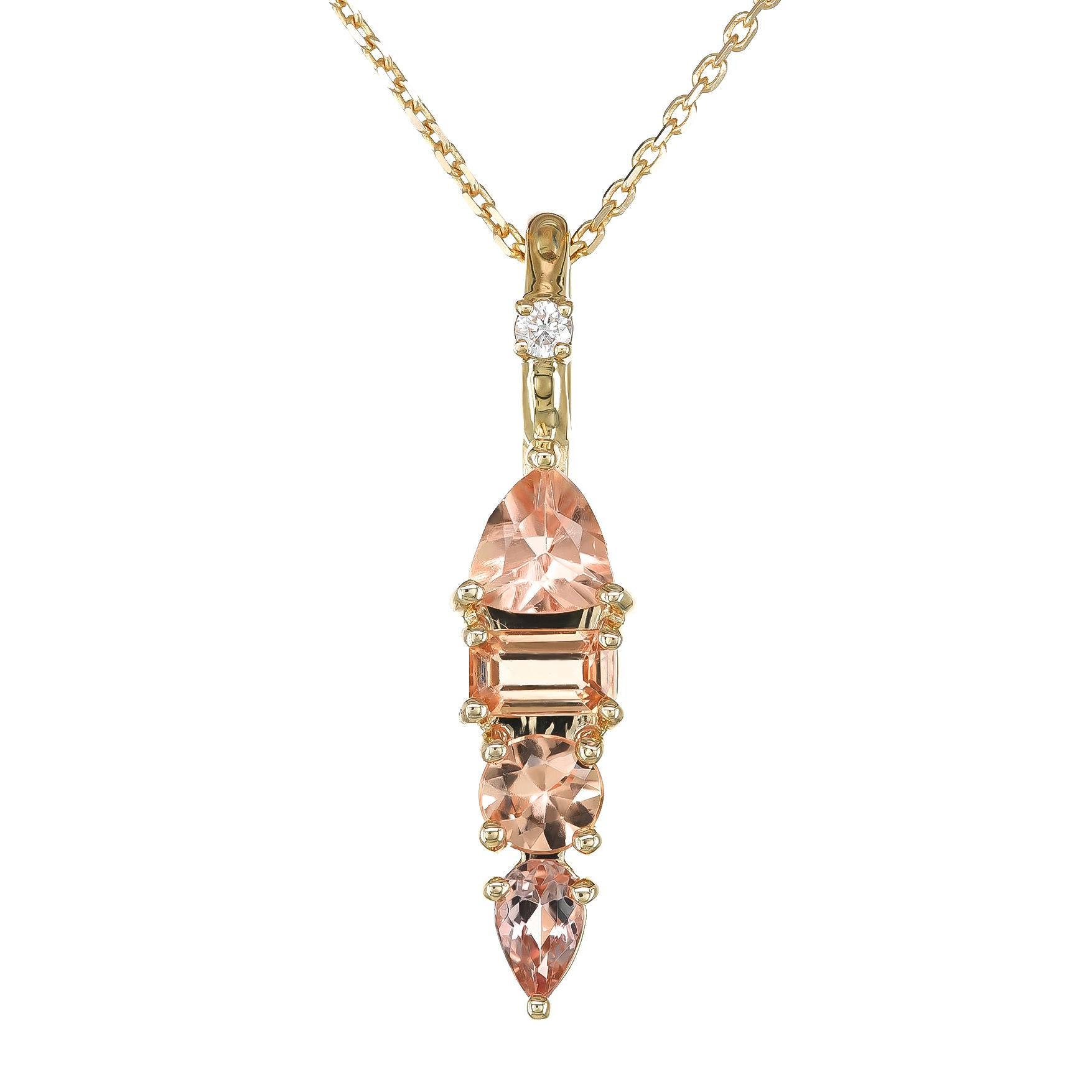 Pendant with 1.24 carats Imperial Topaz Diamonds set in 14K Yellow Gold In New Condition For Sale In Los Angeles, CA