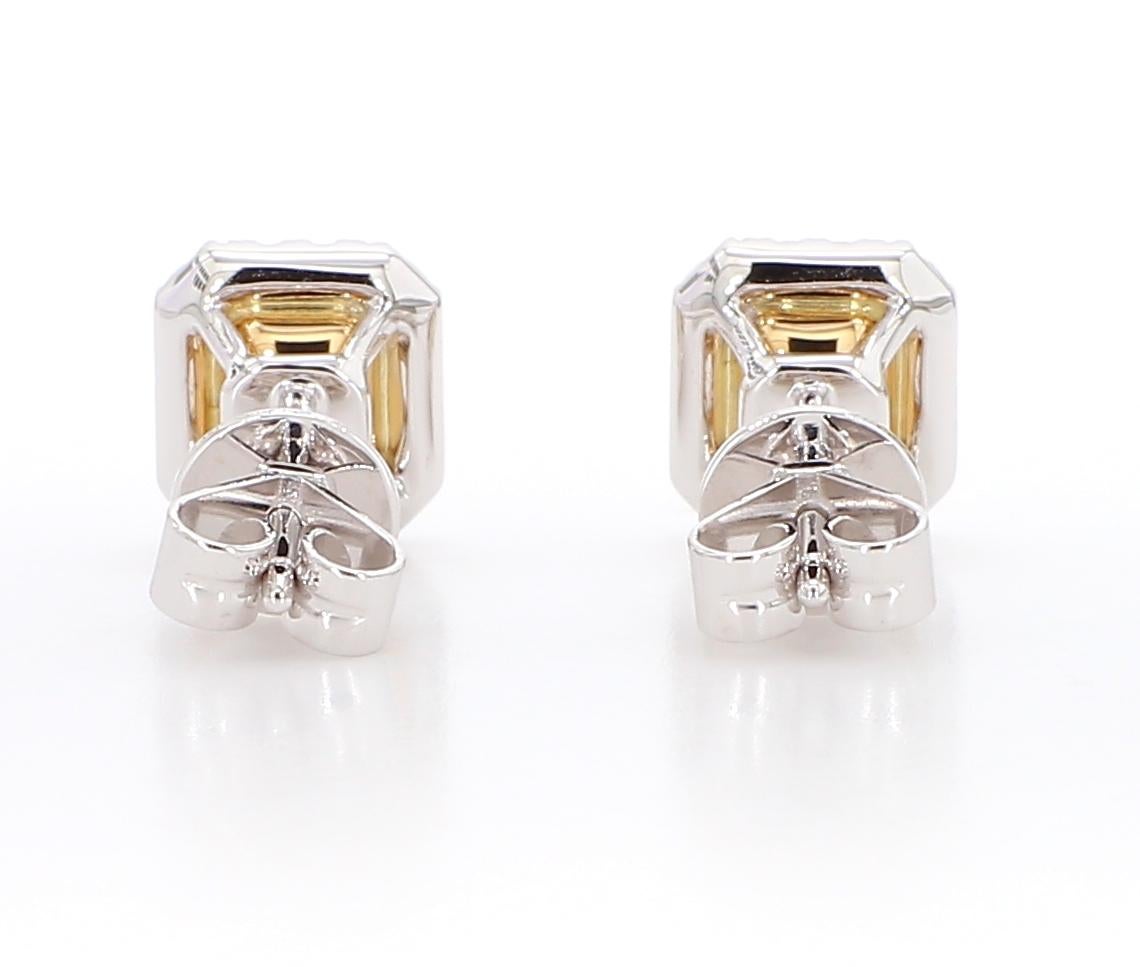  Boucles d'oreilles en diamant jaune de 1,24 carats [halo de diamant blanc] 18K WG Pour femmes 