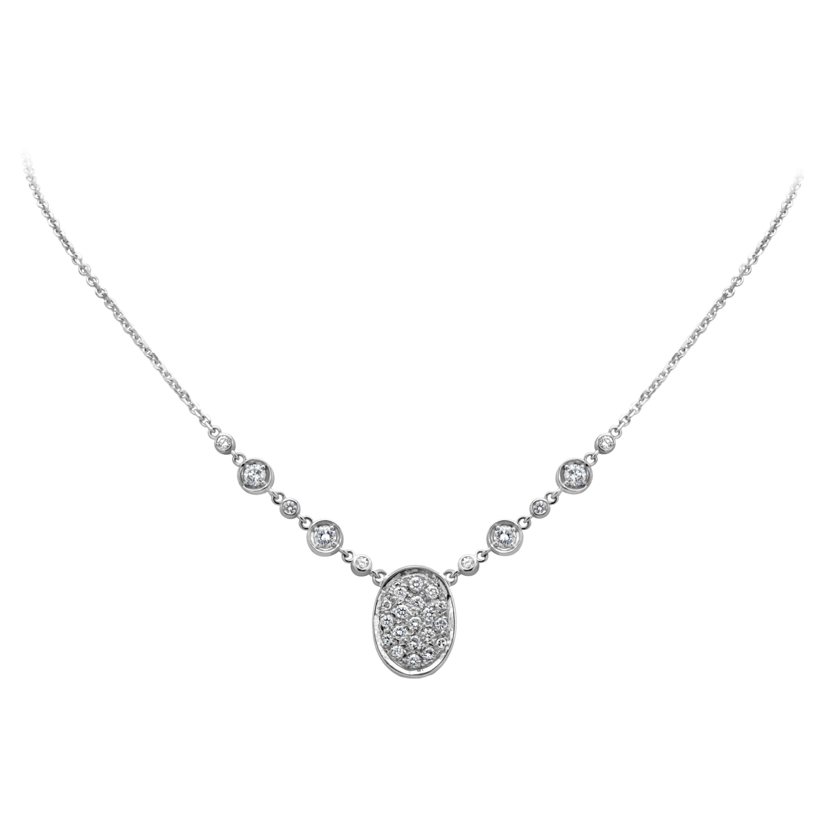 1.24 Carats Total Round Cut Diamond Fashion Pendant Necklace For Sale