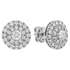 1.24 Ct. Diamond Cluster Art Deco Style Stud Earrings in 18K White Gold 1.24 Ct. Diamond Cluster Art Deco Style Stud Earrings in 18K White Gold