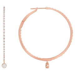 Pendientes de aro de altura de oro rosa de 18 quilates con 1,24 quilates de diamantes