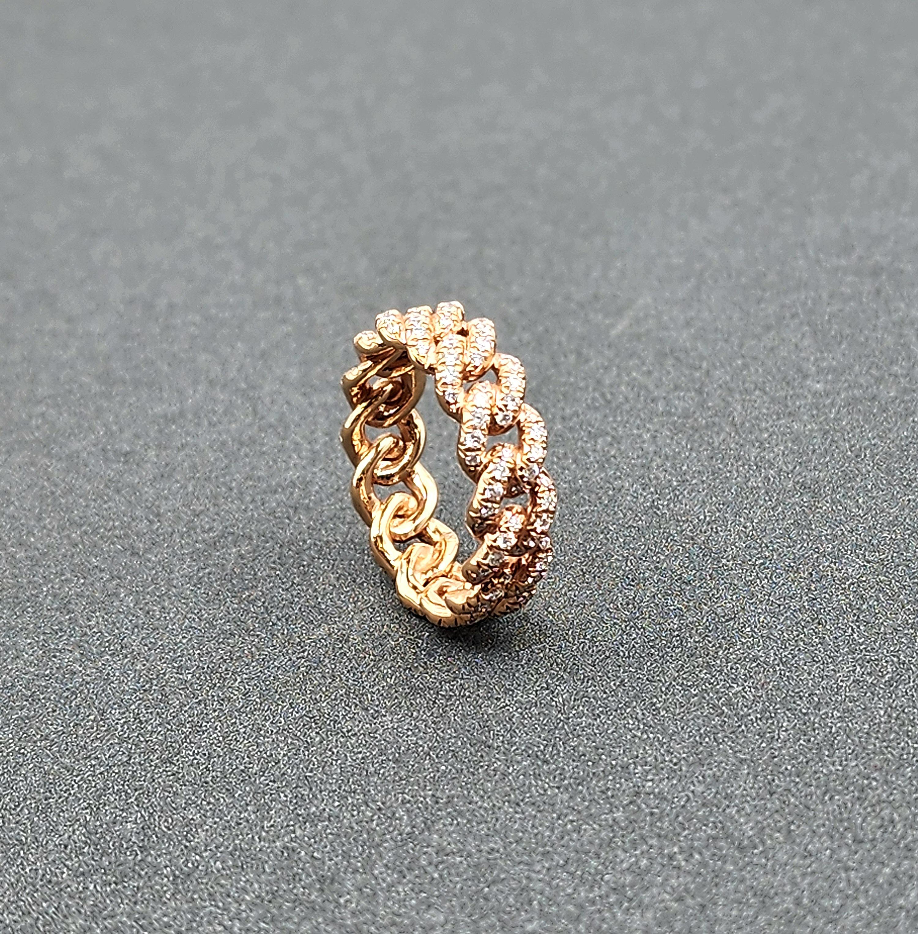 1.24 ct Rose Gold Chain Link Diamond Band For Sale 2