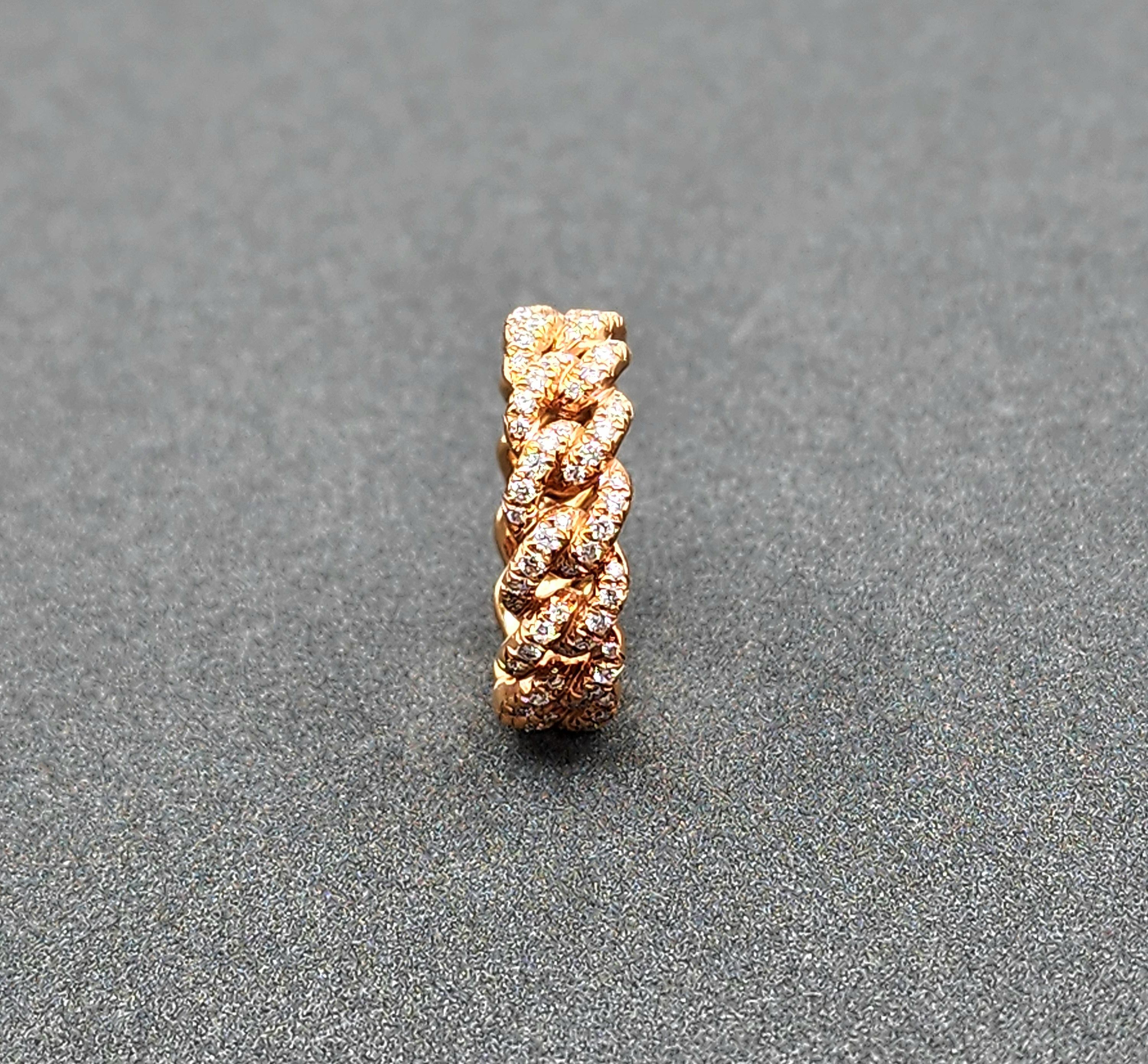 1.24 ct Rose Gold Chain Link Diamond Band For Sale 3