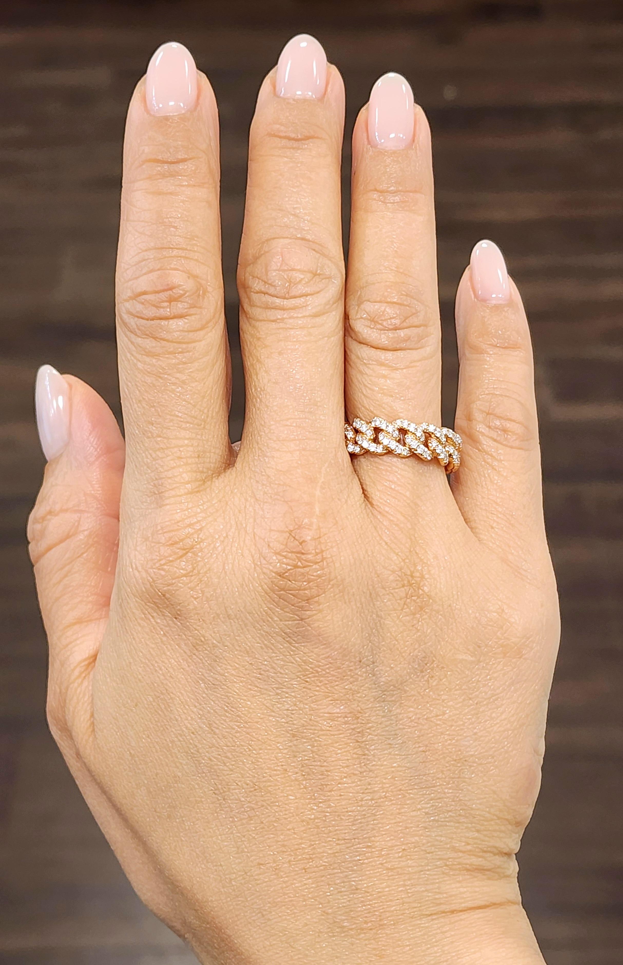 Round Cut 1.24 ct Rose Gold Chain Link Diamond Band For Sale