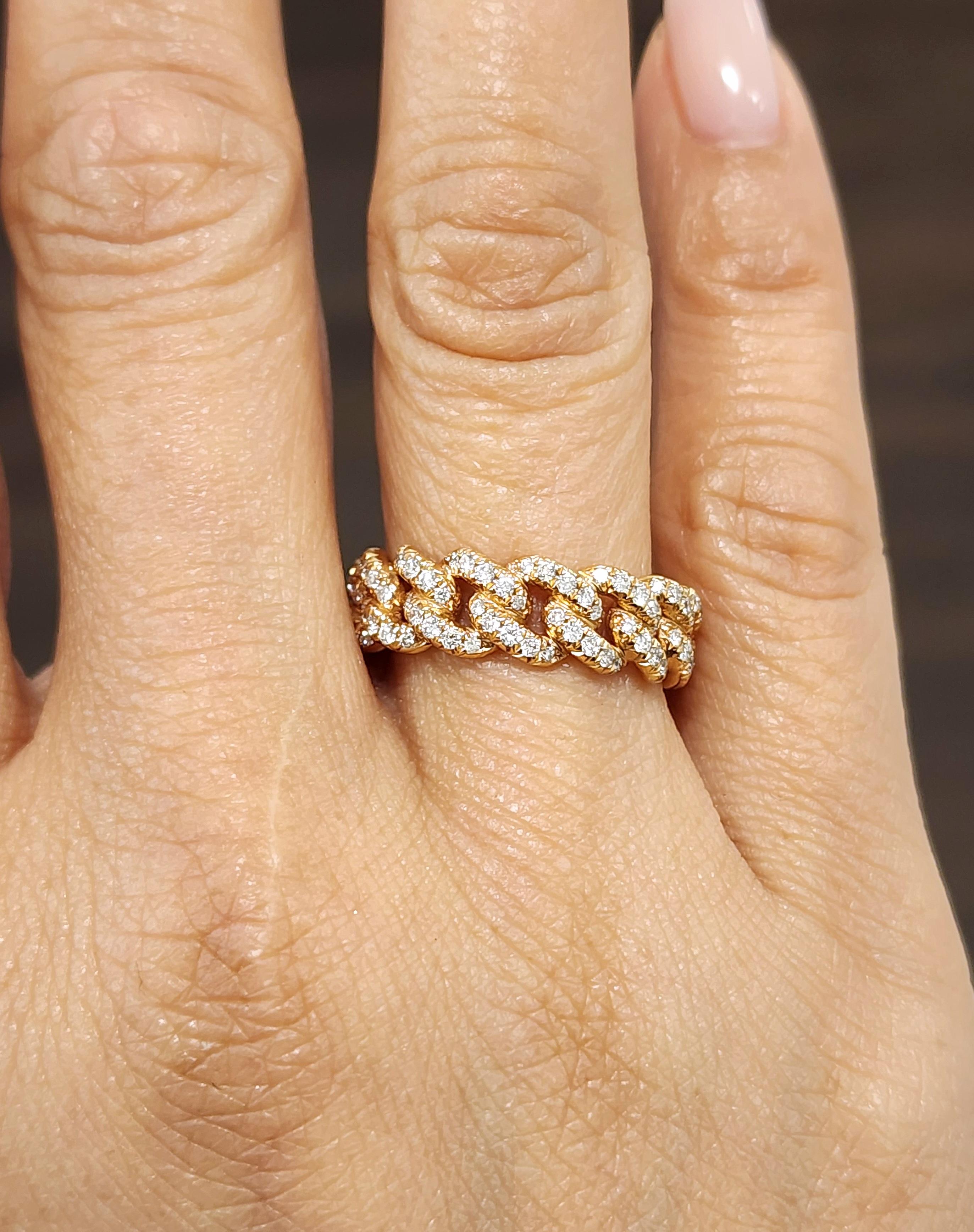 1.24 ct Rose Gold Chain Link Diamond Band In New Condition For Sale In Chicago, IL