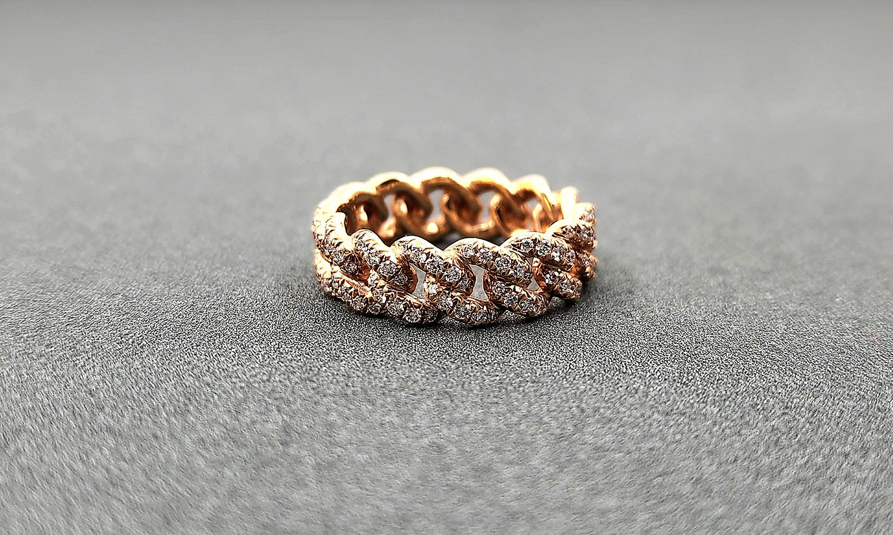 Women's 1.24 ct Rose Gold Chain Link Diamond Band For Sale