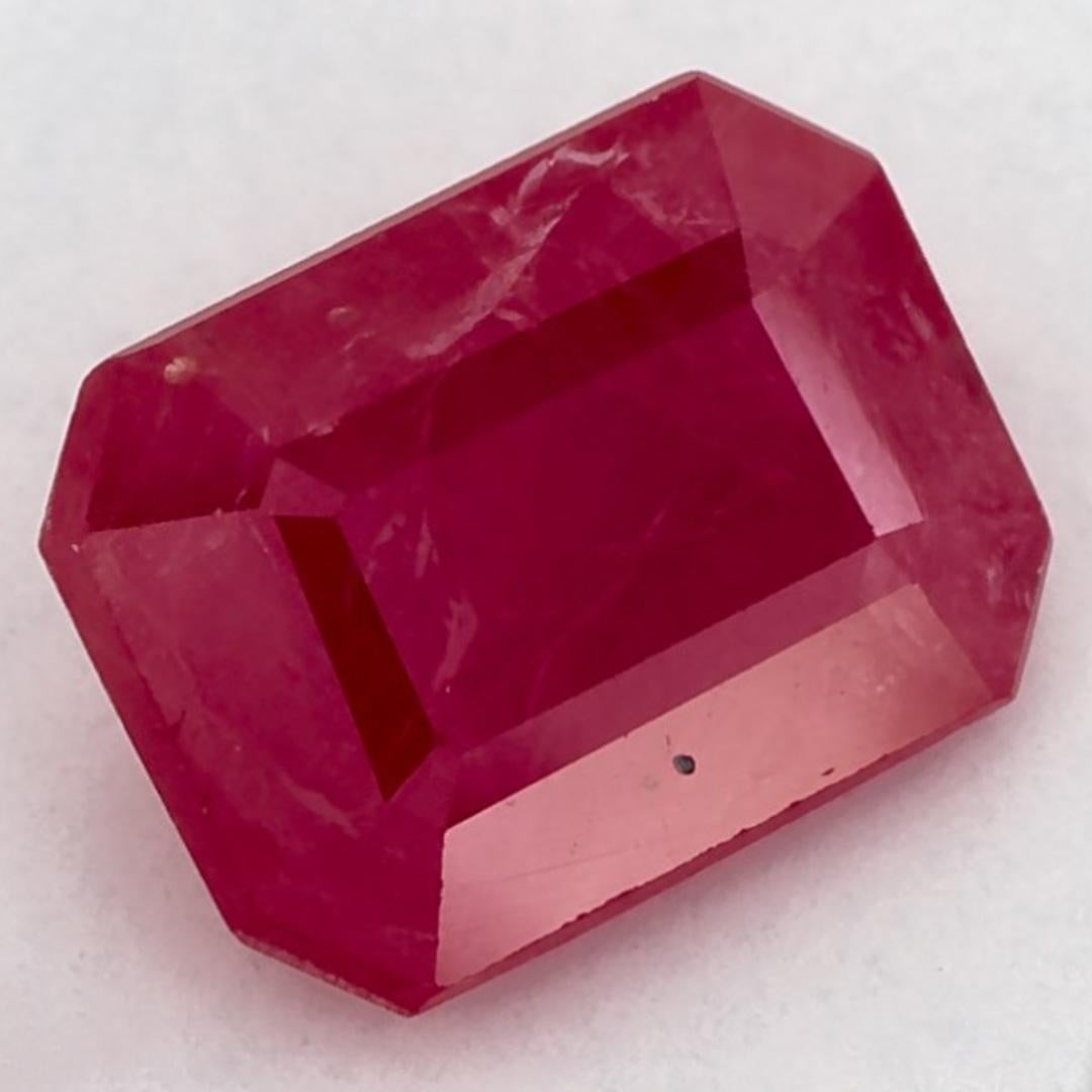 1.24 Ct Ruby Octagon Cut Loose Gemstone In New Condition For Sale In Fort Lee, NJ