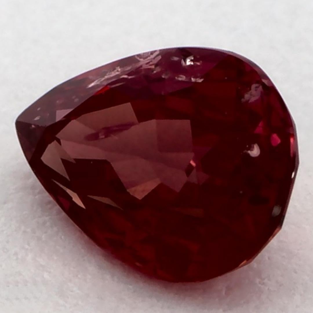 Pear Cut 1.24 Ct Ruby Pear Loose Gemstone For Sale