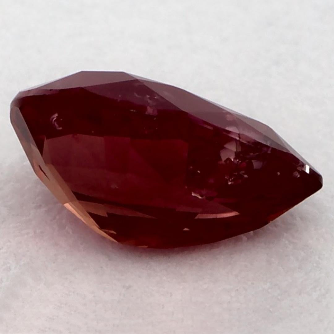 1.24 Ct Ruby Pear Loose Gemstone In New Condition For Sale In Fort Lee, NJ