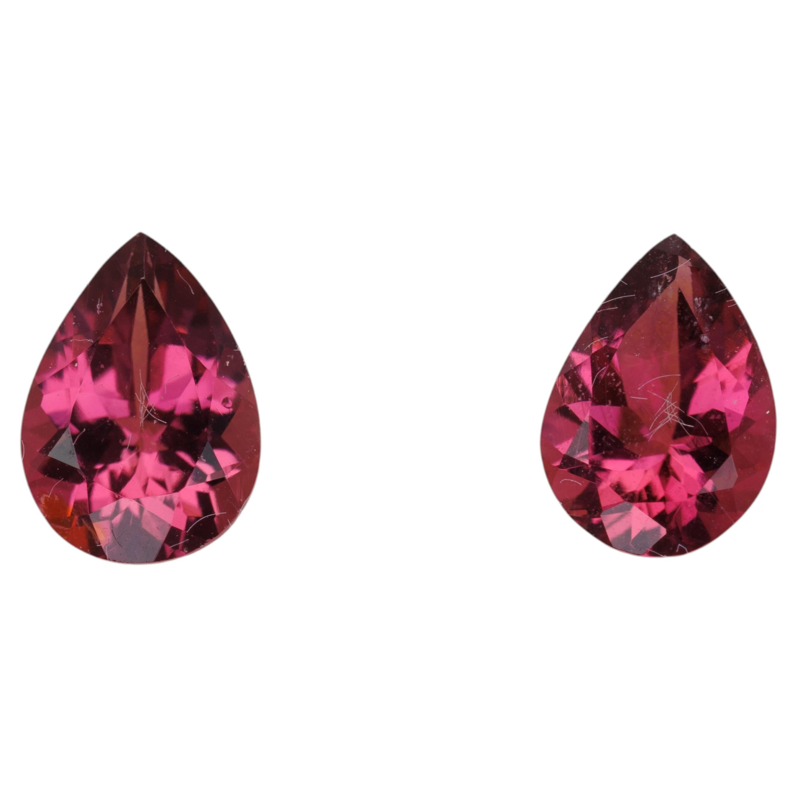1.24 cts, Drop Shape Tourmaline Rubellite Pair