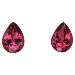 1,24 carati, coppia di tormalina rubellite a forma di goccia