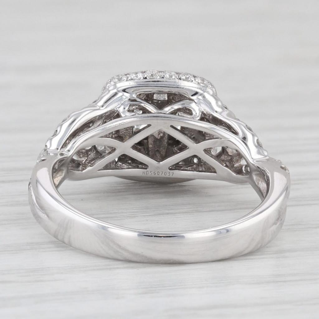 1.24 ctw Princess Diamond Double Halo Engagement Ring 14K White Gold Size 7 For Sale 1
