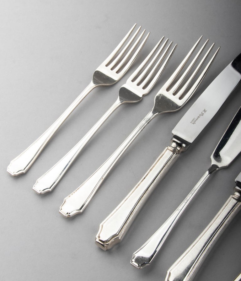 124-Piece Set of Silver Plated Flatware for 12 Persons by Perovetz London 12