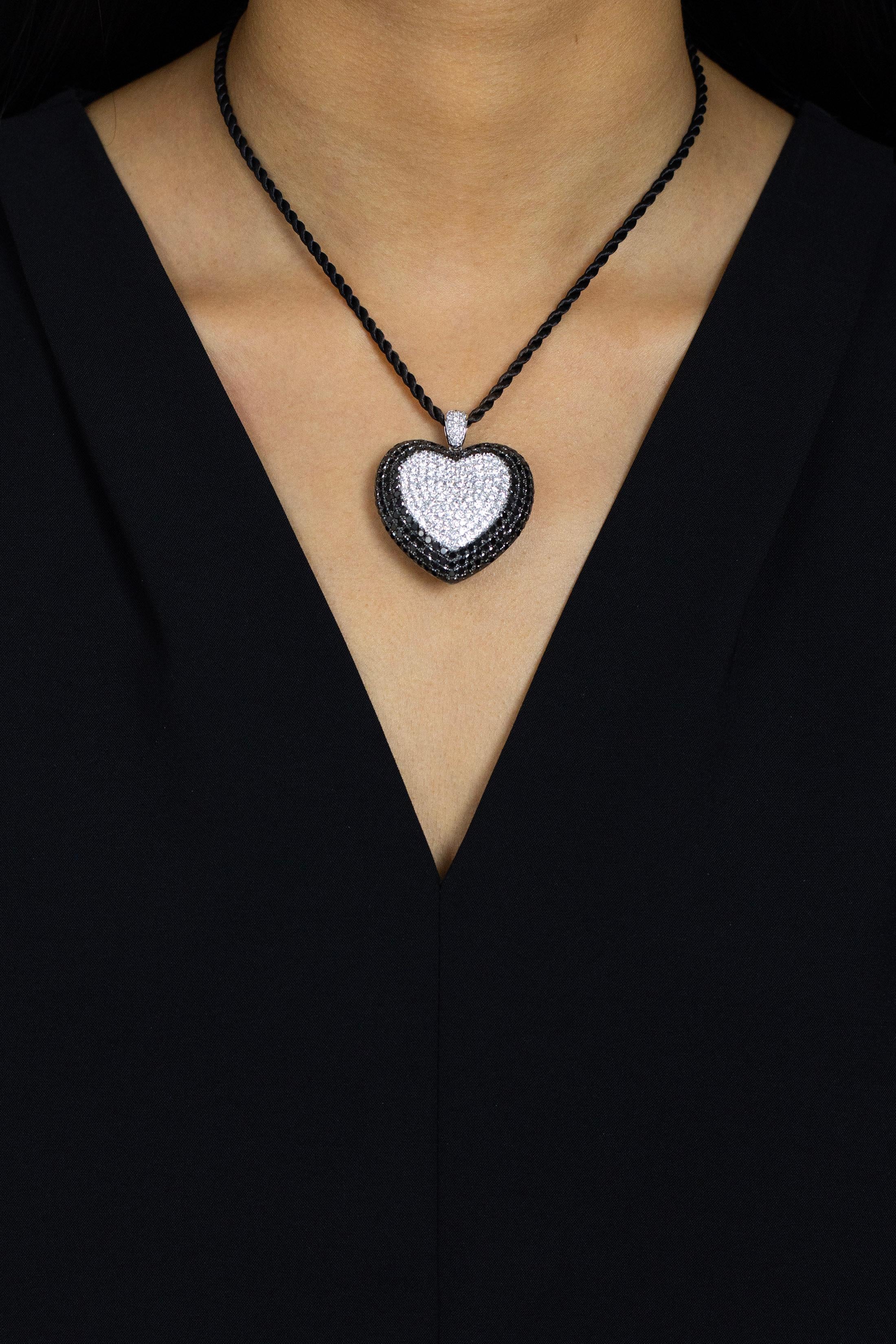 black pave heart necklace