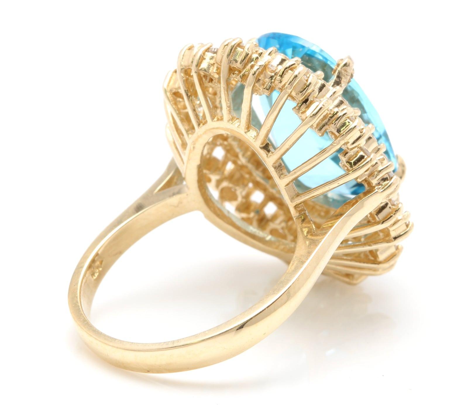 12,40 Karat natürlicher beeindruckender Schweizer Blautopas und Diamant 14 Karat Gold Ring im Zustand „Neu“ im Angebot in Los Angeles, CA