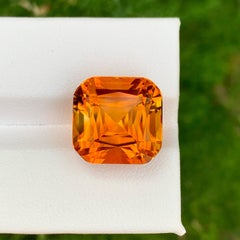 12.40 Carat Natural Loose Madeira Citrine Stone Cushion Cut Brazilian Gemstone