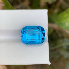 12.40 Carat Natural Loose Neon Blue Color Topaz Cushion Cut African Gemstone