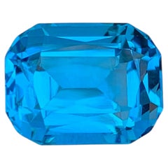 12.40 Carat Natural Loose Neon Blue Color Topaz Cushion Cut African Gemstone