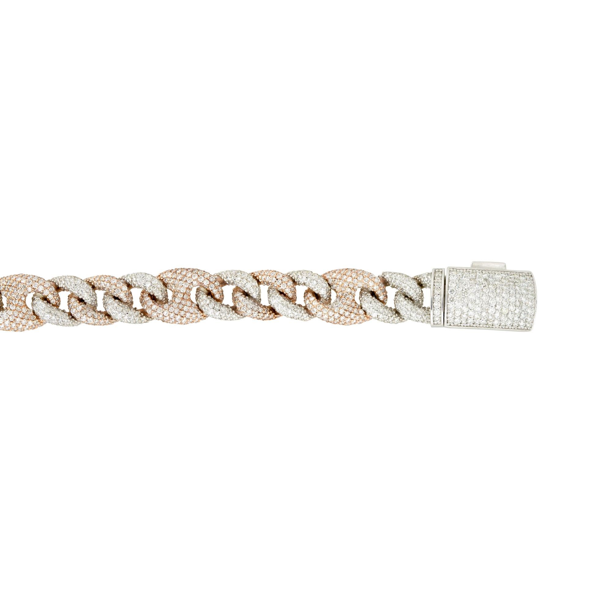 silver diamond cuban link bracelet