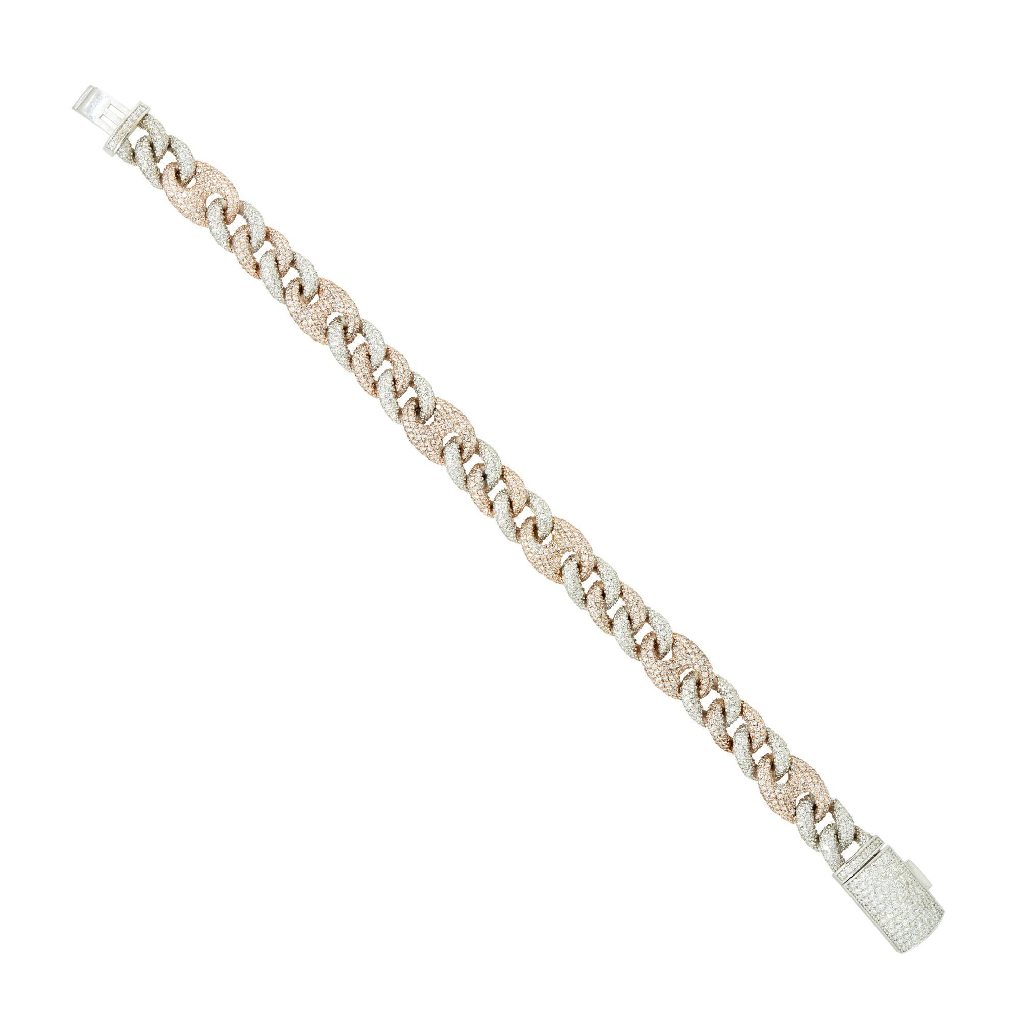 Modern 12.40 Carat Pave Diamond Mariner Link Men's Bracelet 14 Karat in Stock