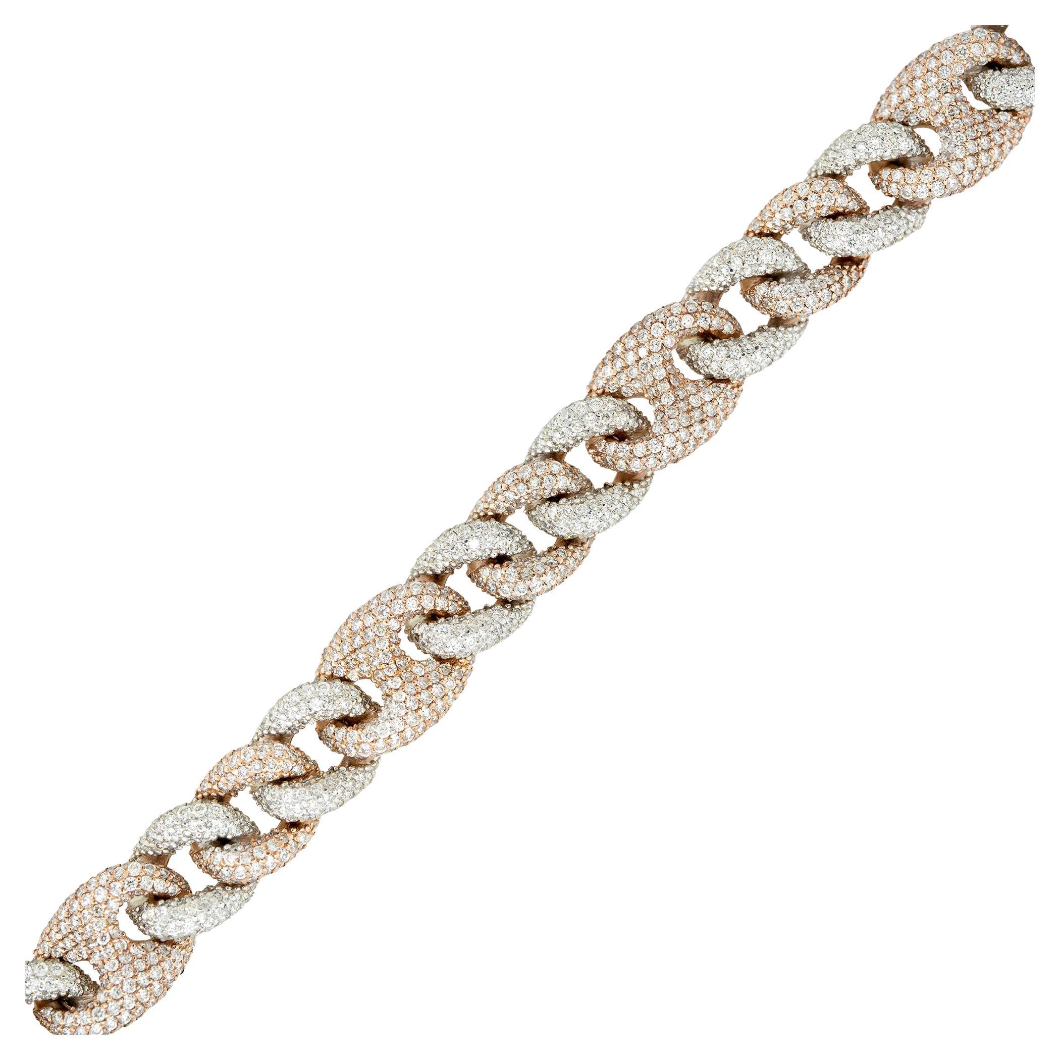 12.40 Carat Pave Diamond Mariner Link Men's Bracelet 14 Karat in Stock