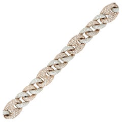 12.40 Carat Pave Diamond Mariner Link Men's Bracelet 14 Karat in Stock