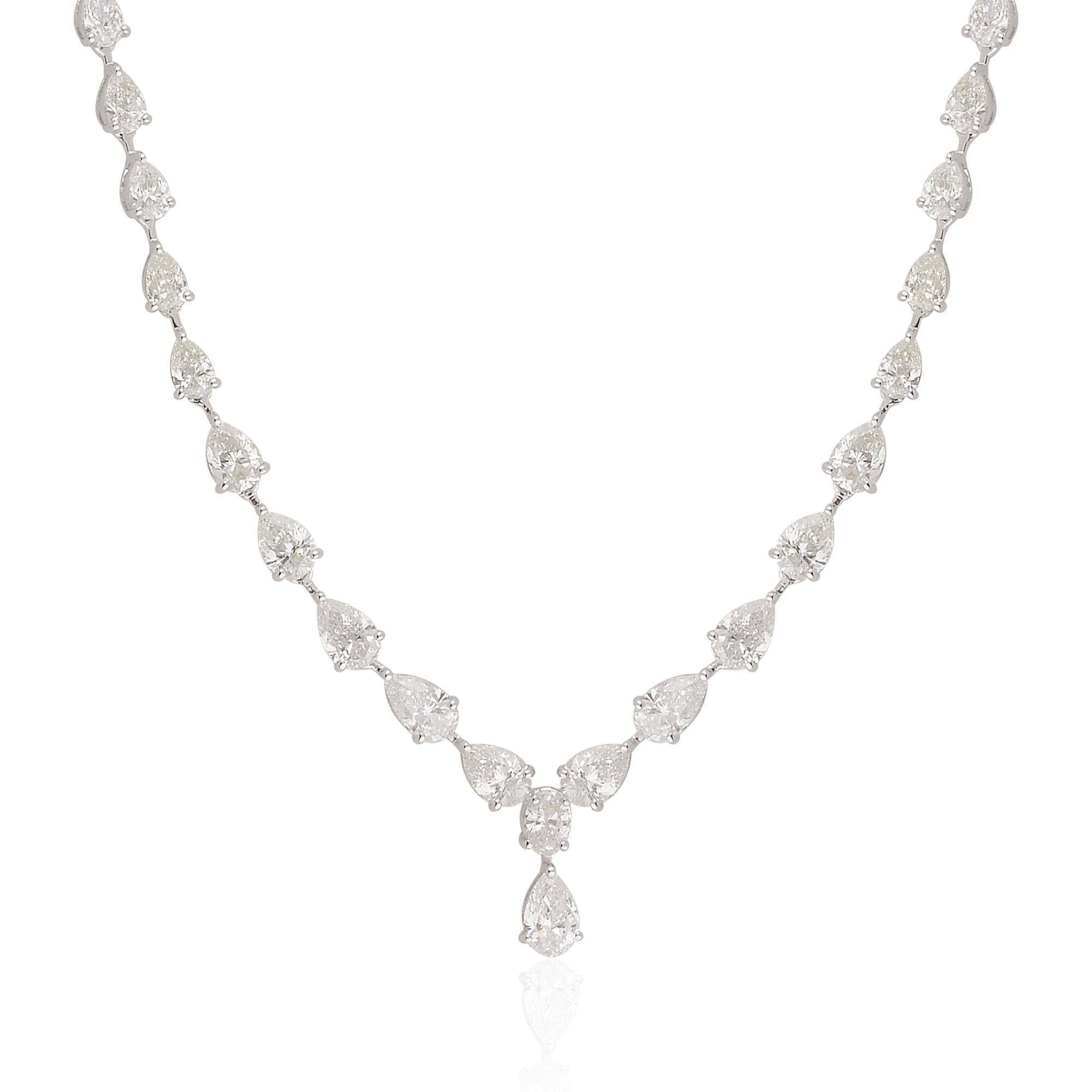 Modern 12.40 Carat Pear Diamond Charm Necklace 14 Karat White Gold Handmade Jewelry For Sale